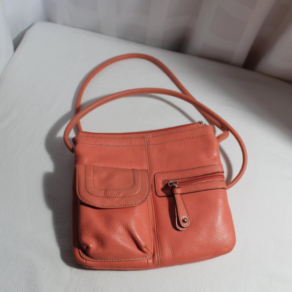 Clarks Peach Pebbled Leather Crossbody Bag